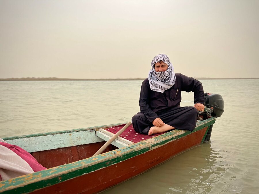 Hakim finds comfort and familiarity on his boat, considering it his second home in pursuit of his catch. Photo: WFP/Edmond Khoury