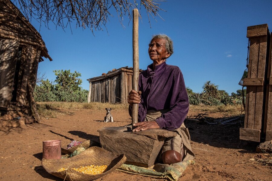 Severe drought in recent years have forced Malagasy farmers like Tsiahela, 93, to eat prickly pear cacti. Photo: WFP/Gabriela Vivacqua