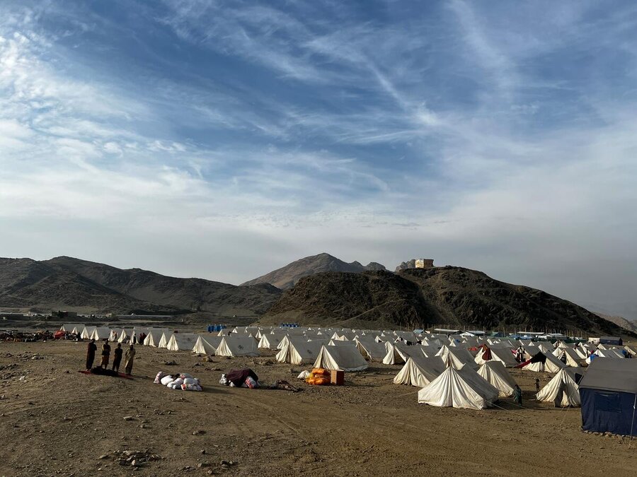 Rows of UN Refugee Agency tents in Nangarhar. Photo: WFP/Rana Deraz