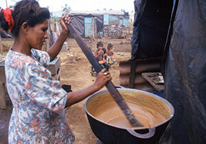 a woman is preparing food