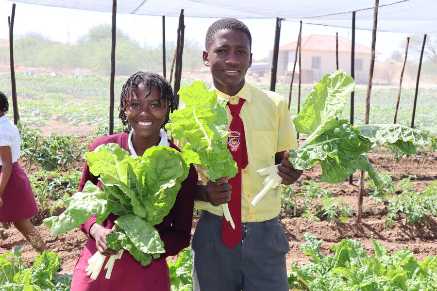 A school-centred 'integrated food systems' project in Namibia focuses on healthy diets and the best growing methods as part of a WFP-backed home-grown school feeding programme.