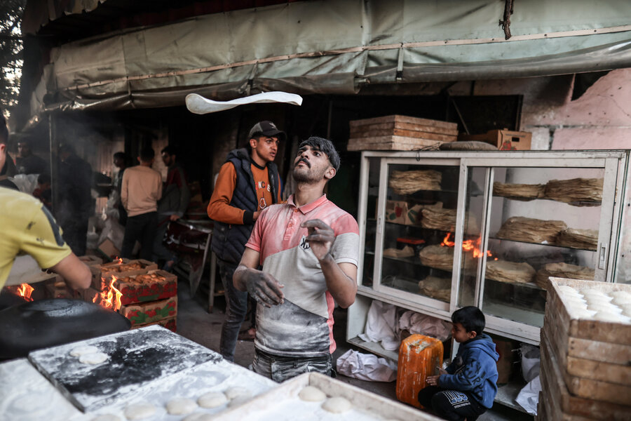 Gazans who can do so exchange wheat flour for traditional 'Saj