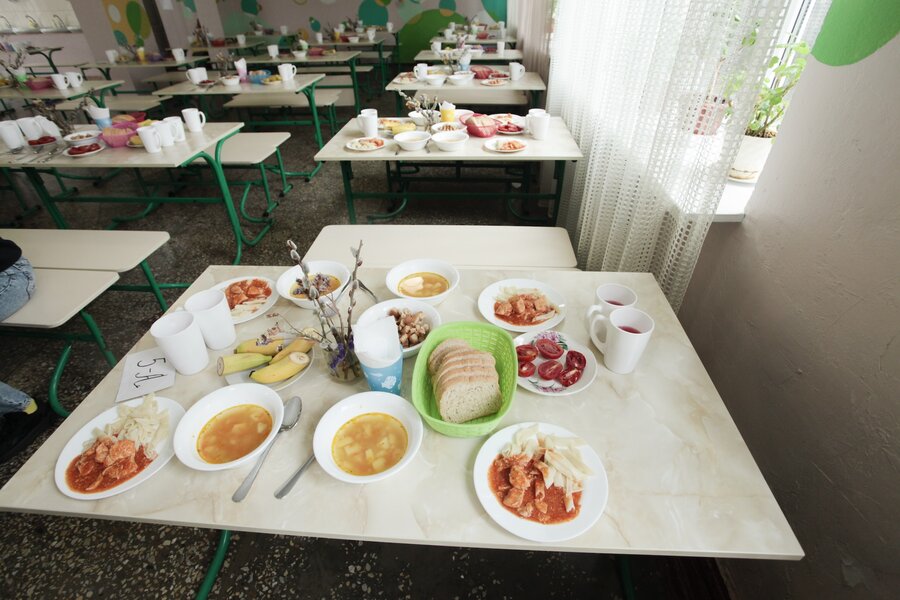 The lunch spread at a school in Odesa