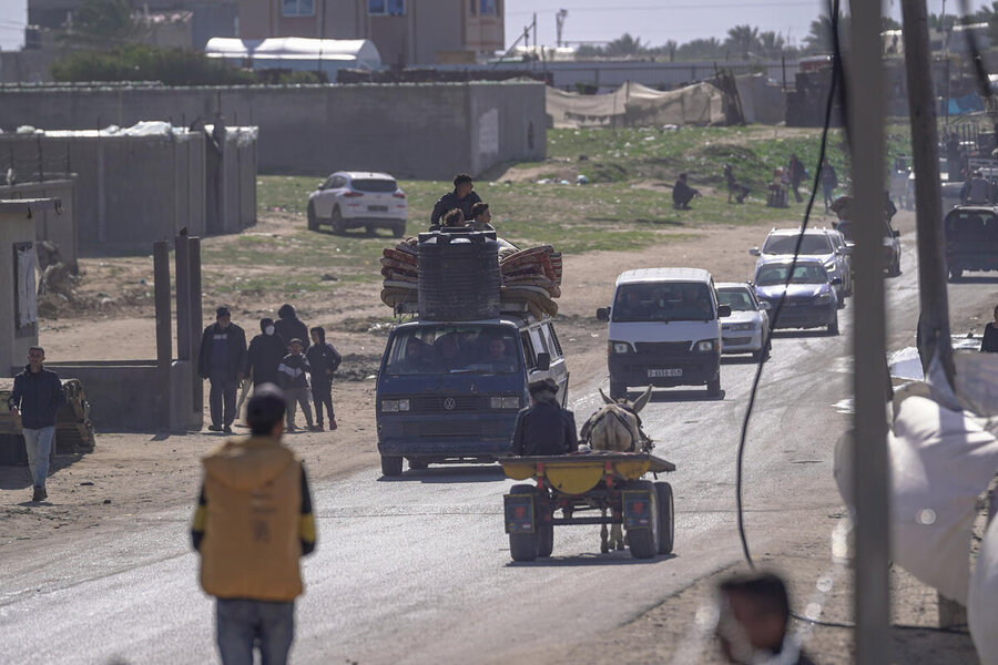 Many Gazans have been displaced by the war multiple times. The United Nations warns Gaza's humanitarian crisis risks worsening if Israeli ground forces move into Rafah, uprooting displaced people once again. Photo: WFP/Ali Jadallah