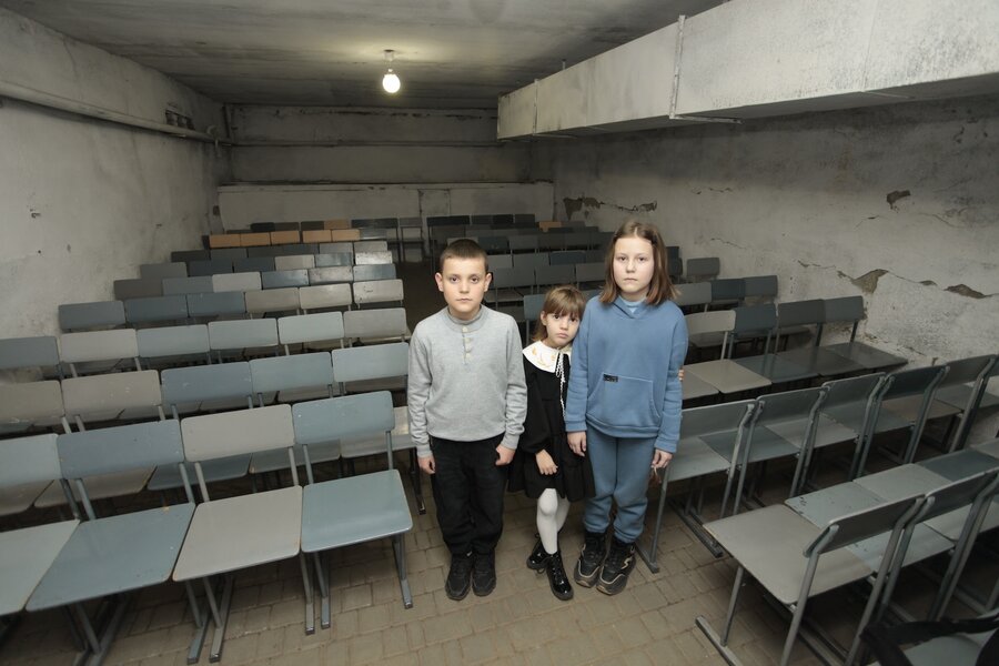 Children in a shelter in Ukraine. 