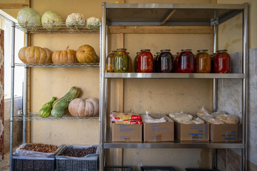 Home grown veg and pickles in a school in Takjikistan