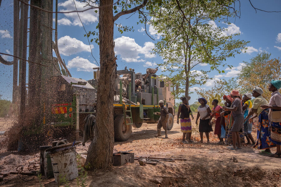 Borehole being dug in a village in Zimbabwe