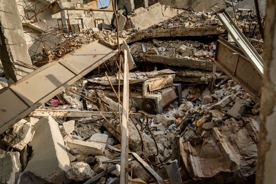 The rubble of a Gaza bakery from the war. Photo: WFP/Maxime Le Lijour