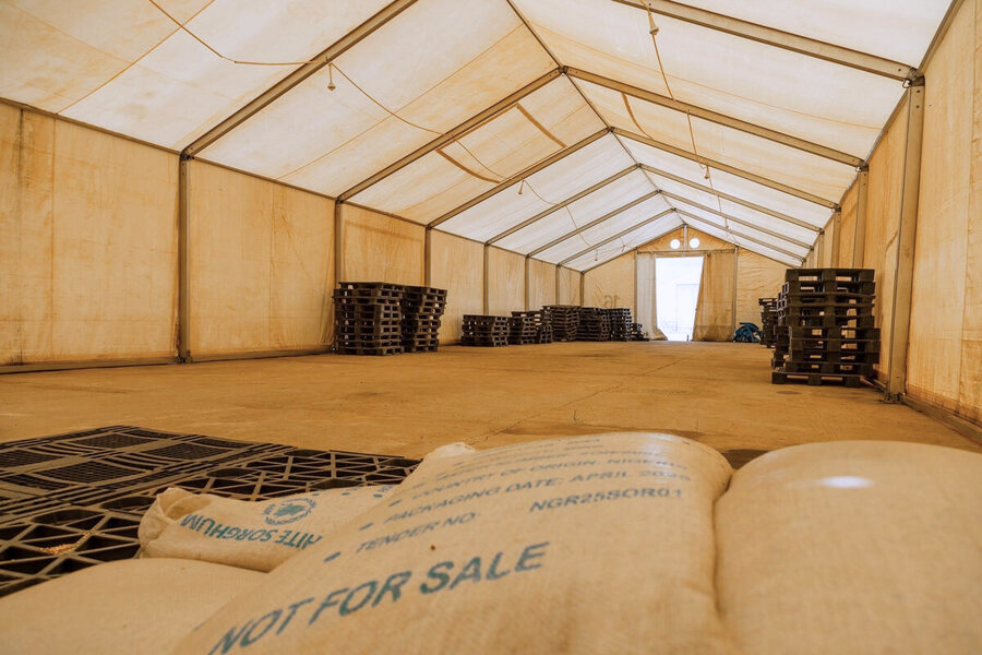 A WFP warehouse almost empty.
