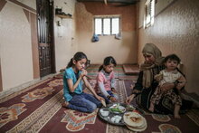 Photo: WFP/Wissam Nassar, WFP provides poor and food insecure families in Gaza with electronic food vouchers which give them access to nutritious local products such as eggs and yoghurt in selected retail shops. 