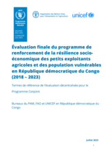 Democratic Republic of Congo, Evaluation of the program to strengthen the socio-economic resilience of small-scale farmers and vulnerable populations
