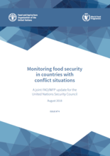 Monitoring food security in countries with conflict situations: A joint FAO/WFP update for the United Nations Security Council, August 2018
