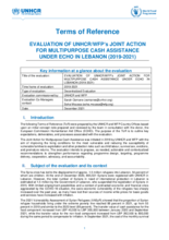 Lebanon,  Evaluation of UNHCR/WFP’s Joint Action For Multipurpose Cash Assistance under ECHO (2019-2021)