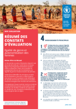 Résumé des constats d’évaluation: Egalité de genre et autonomisation des femmes