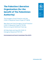 Palestine Environmental and Social Commitment Plan (ESCP) for Emergency Social Protection and Jobs Project – Additional Financing (Nov 2023)