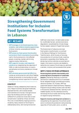 Strengthening Government Institutions for Inclusive Food Systems Transformation in Lebanon