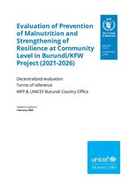 Burundi, Prevention of malnutrition and strengthening of resilience at community level (2021-2026): Evaluation