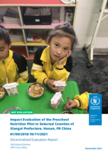 China, Impact Evaluation of the Preschool Nutrition Pilot in Selected Counties of Xiangxi Prefecture, Hunan, PR China
