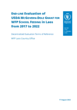 Laos, USDA MCGovern Dole Grant for WFP School Feeding 2017-2022: Evaluation