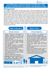 Joint Message on School Health and Nutrition in the context of COVID-19 in Eastern and Southern Africa