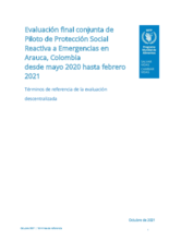 Colombia, Evaluación final conjunta de Piloto de Protección Social Reactiva a Emergencias en Arauca (2020-2021)