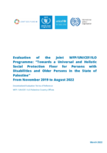 Palestine, Evaluation of the Joint WFP/UNICEF/ILO Programme: Towards a Universal and Holistic Social Protection Floor for Persons with Disabilities and Older Persons 