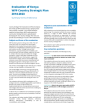 Evaluation of Kenya WFP Country Strategic Plan 2018-2023
