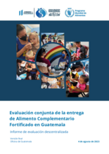 Guatemala, Evaluación conjunta de la entrega de Alimento Complementario Fortificado desde 2020 hasta 2022