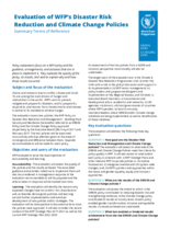 Evaluation of WFP's Disaster Risk Reduction Management and Climate Change Policies