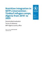 Algeria, Nutrition integration in WFP’s intervention at the Tindouf refugee camps in 2019-2025: Evaluation