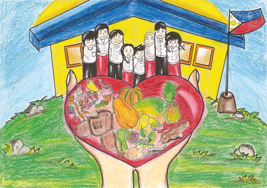 I drew a heart that was filled with food and smiling children at school' |  World Food Programme