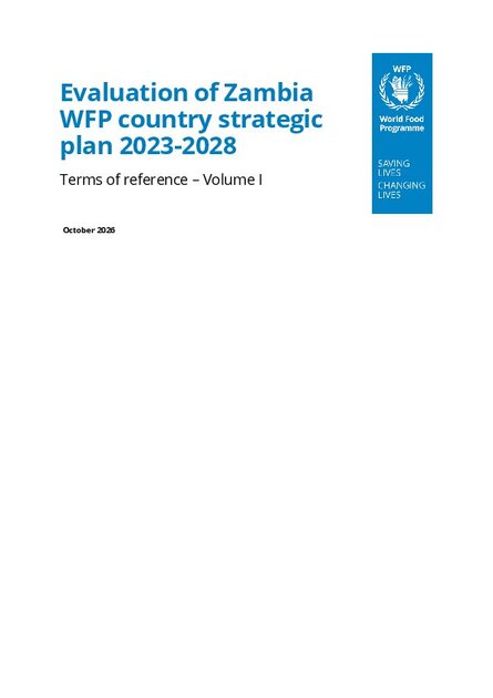 Evaluation of Zambia WFP Country Strategic Plan 2023–2028
