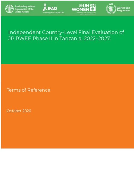 Tanzania, Joint Programme on Accelerating Progress Towards Rural Women’s Economic Empowerment 2022–2027: Final evaluation