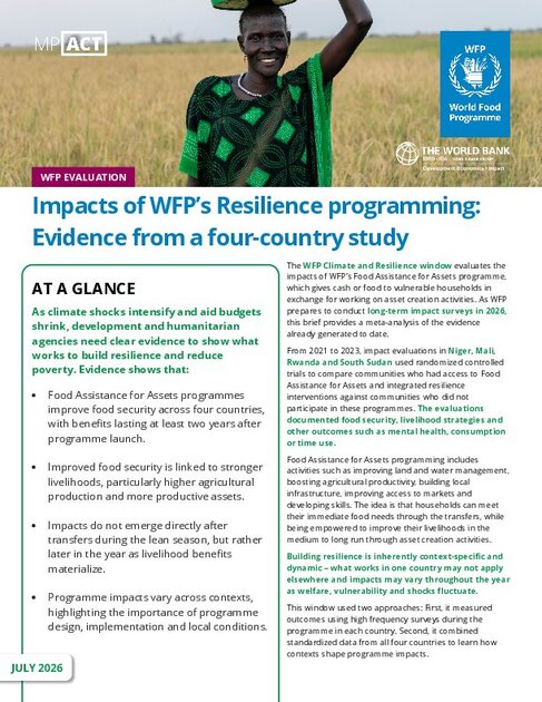 Impacts of WFP’s Resilience programming: Evidence from a four-country study