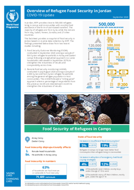 WFP Jordan - Food Security Situation of Refugees in Camps and ...