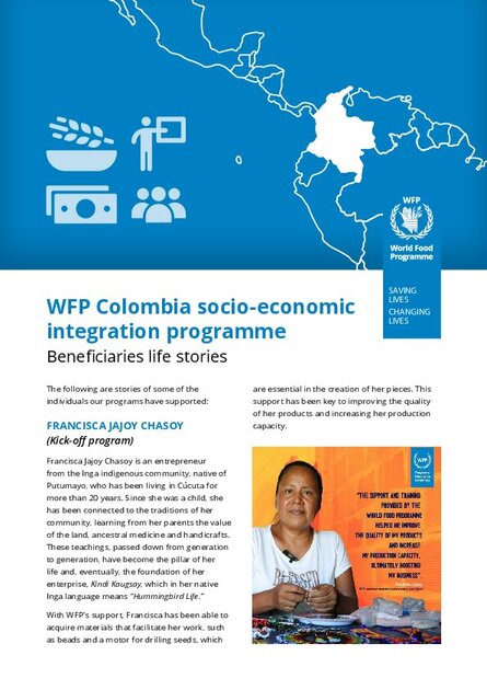 WFP Colombia socio-economic integration programme: Beneficiaries life stories