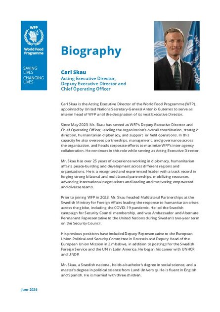 Biography – Acting Executive Director, Deputy Executive Director and Chief Operating Officer Carl Skau