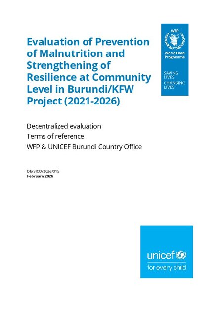 Burundi, Prevention of malnutrition and strengthening of resilience at community level (2021-2026): Evaluation