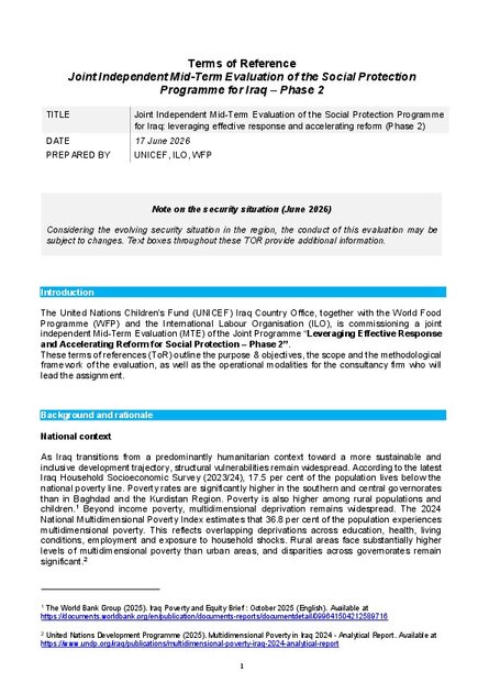 Iraq, EU-UN Joint Programme on Social Protection
