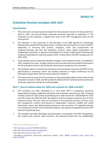 Evaluation Work Programme 2025-2027 | World Food Programme