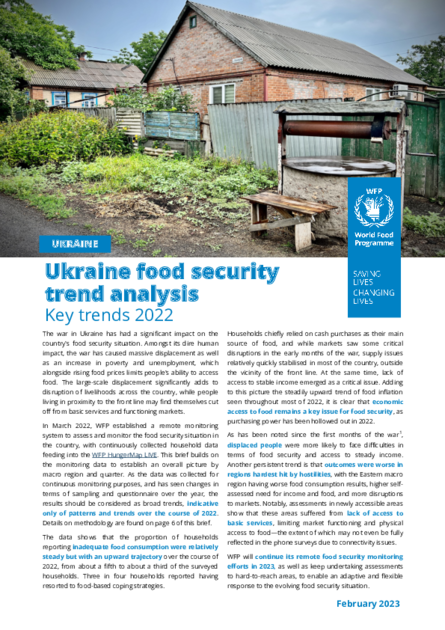 Ukraine Food Security Trend Analysis 2022 | World Food Programme