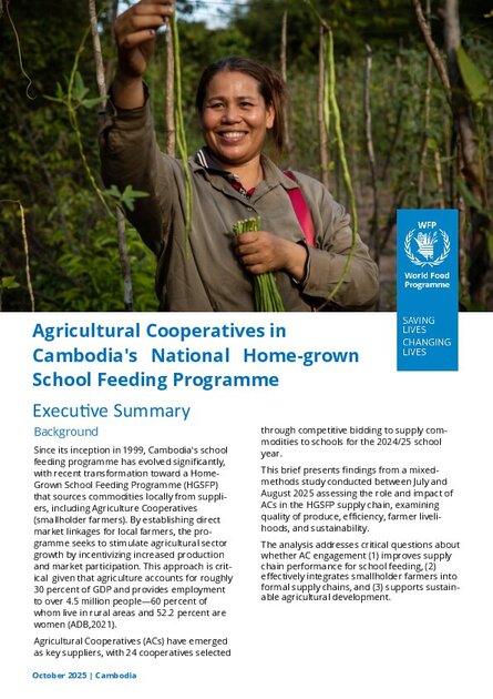 Agricultural Cooperatives in Cambodia’s National Home-Grown School Feeding Programme