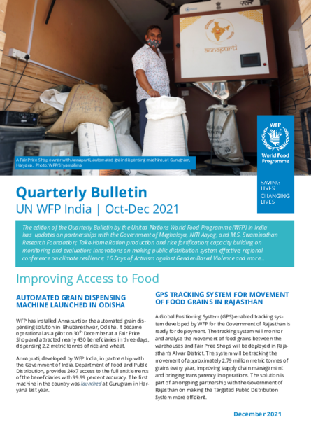 UN WFP India Quarterly Bulletin | Oct- Dec 2021 | World Food Programme