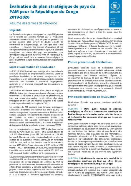 Evaluation of Congo WFP Country Strategic Plan 2019-2026 | World Food ...