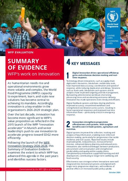 Summary of evaluation evidence: WFP’s work on innovation