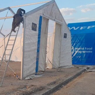 A partially built shelter