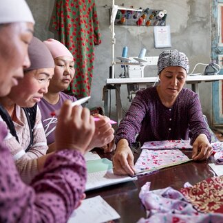 Women participate in a WFP-supported sewing programme. Photo: WFP
