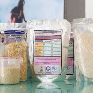 In this photo, there is the fortified rice which contain lots of nutrition. The fortified rice was cooking by the cook every morning in the primary school that implement school feeding programme.