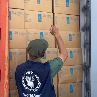 a depot full of WFP boxes