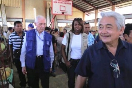 WFP And IOM Chiefs Visit Typhoon-Hit Island